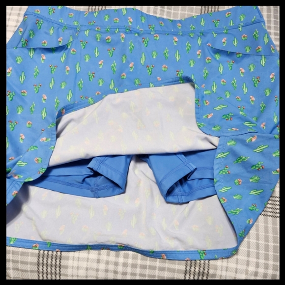 Ralph Lauren RLX Pull On Golf Skirt with Built in Shorts Blue Cactus Size Large - Picture 4 of 9